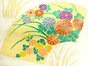 アンティーク　綴れ地紙に菊模様織出し名古屋帯